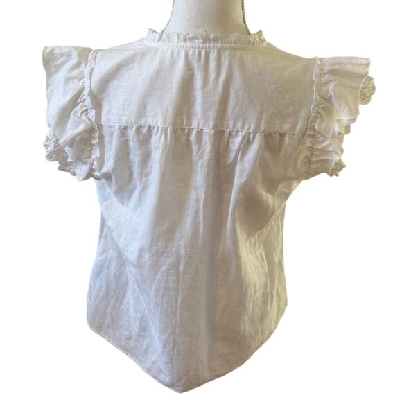 J McLaughlin Linen Blend Flutter Cap sleeve Top White S - Picture 5 of 7